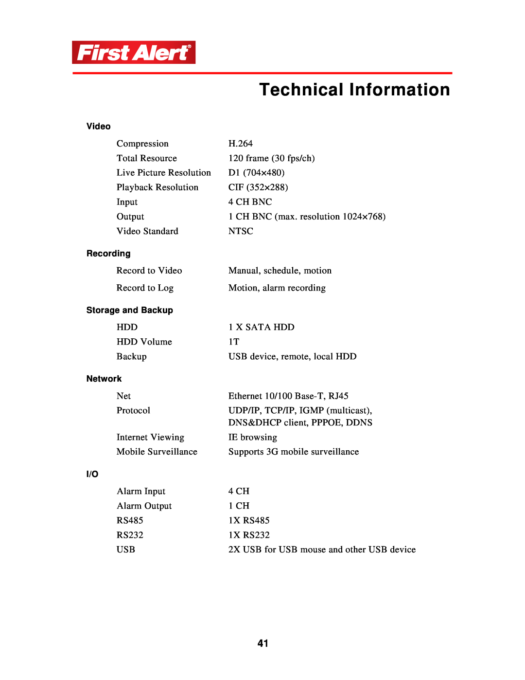 First Alert 1501 user manual Technical Information 