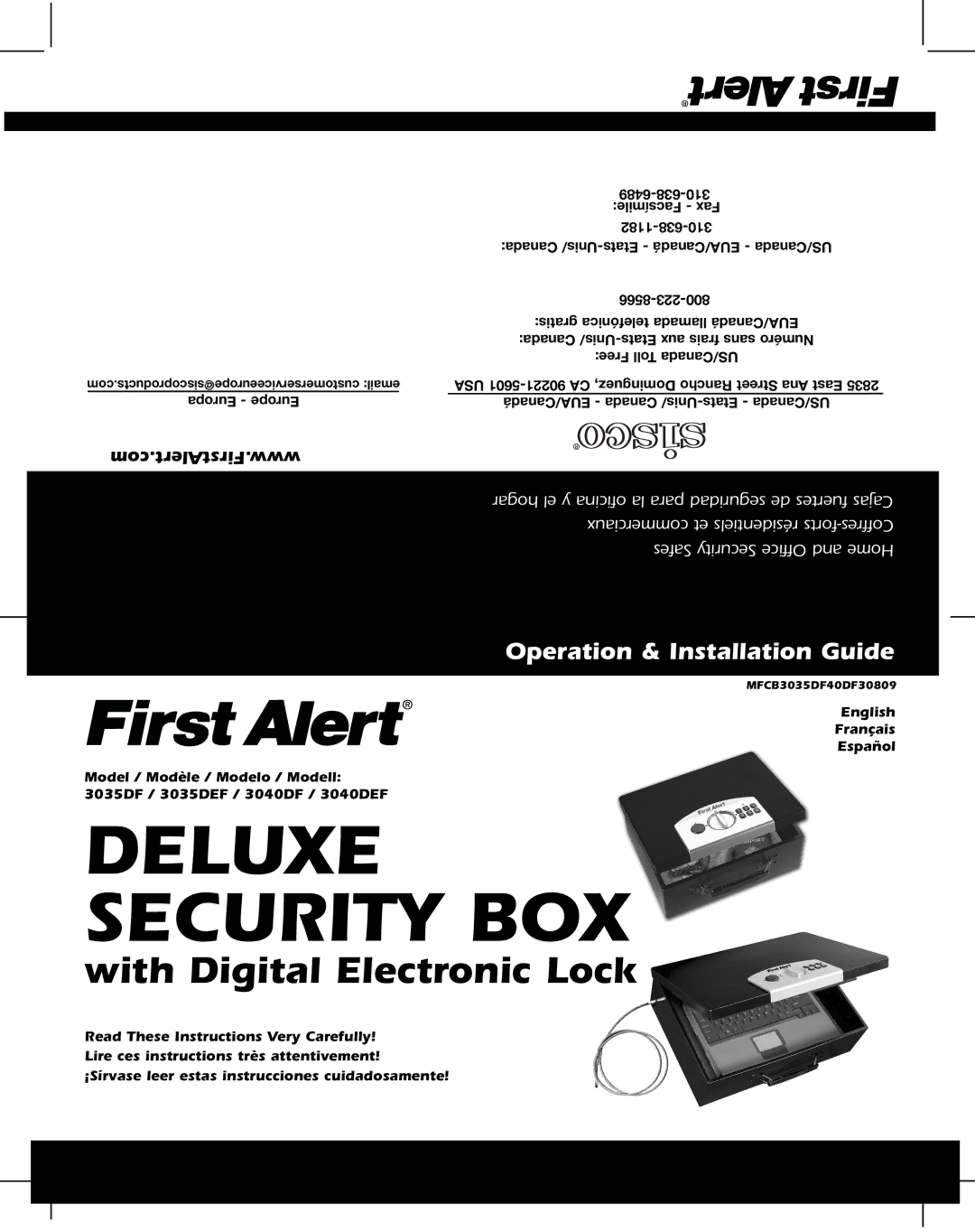 First Alert 3035DEF, 3040DF manual 6489-638-310, Facsímile axF, 1182-638-310, Canada Unis/-Etats EUA/Canadá S/CanadaU 