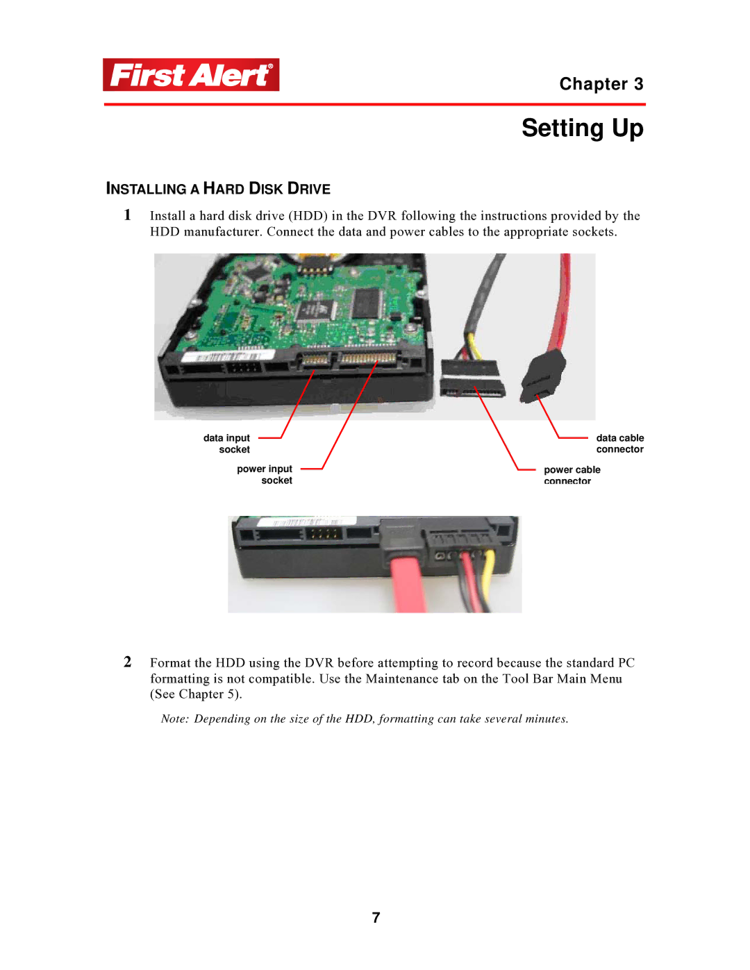 First Alert 4800 user manual Setting Up, Installing a Hard Disk Drive 