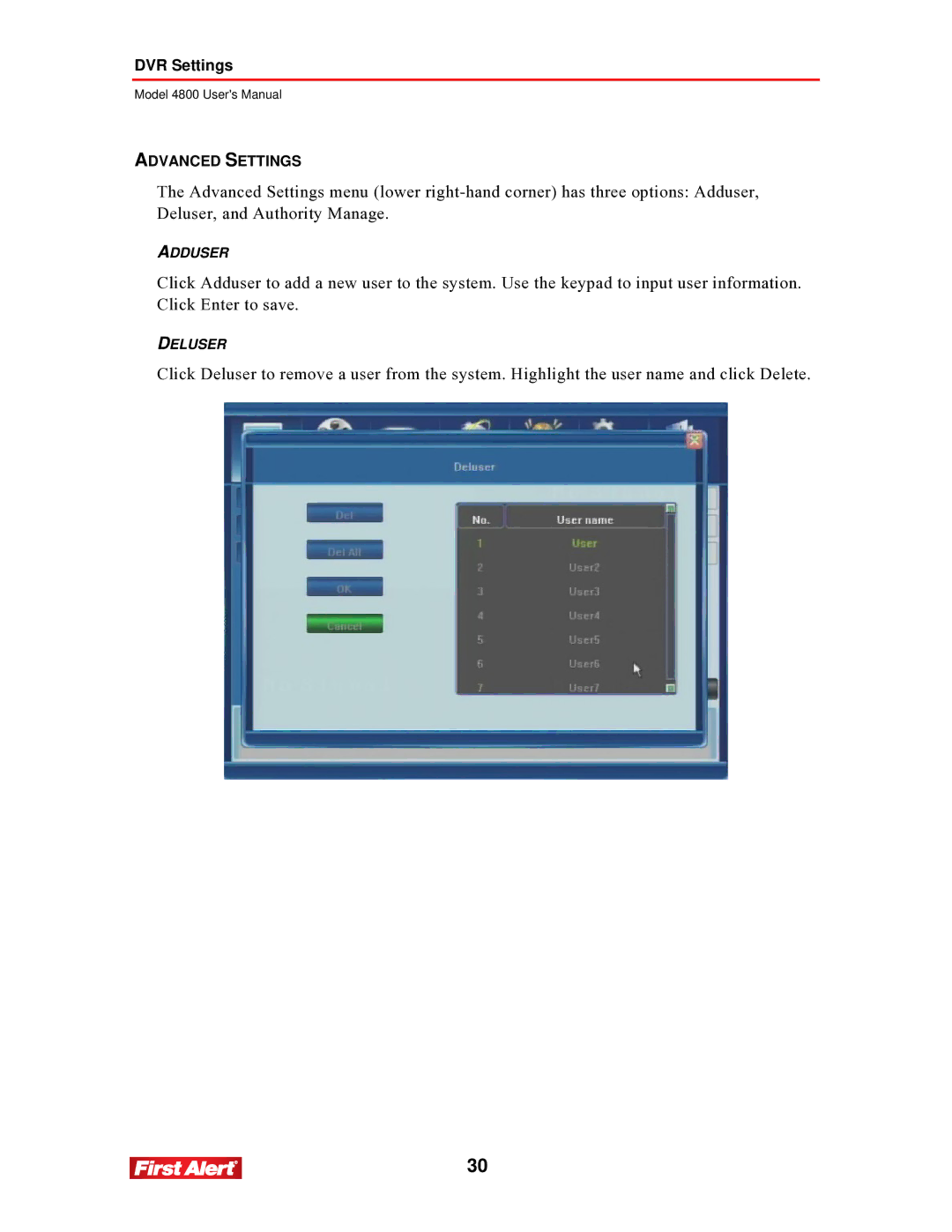 First Alert 4800 user manual Advanced Settings 