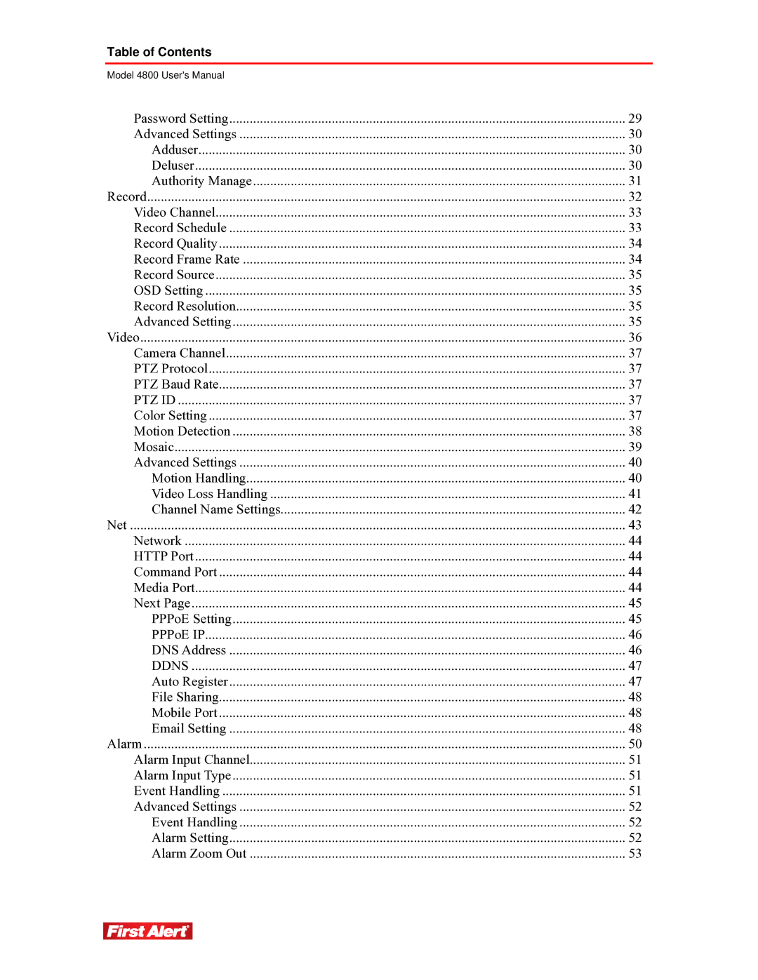 First Alert 4800 user manual Ddns 