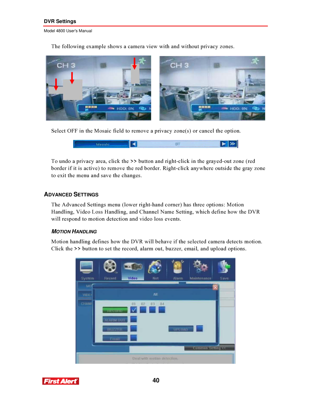 First Alert 4800 user manual Motion Handling 