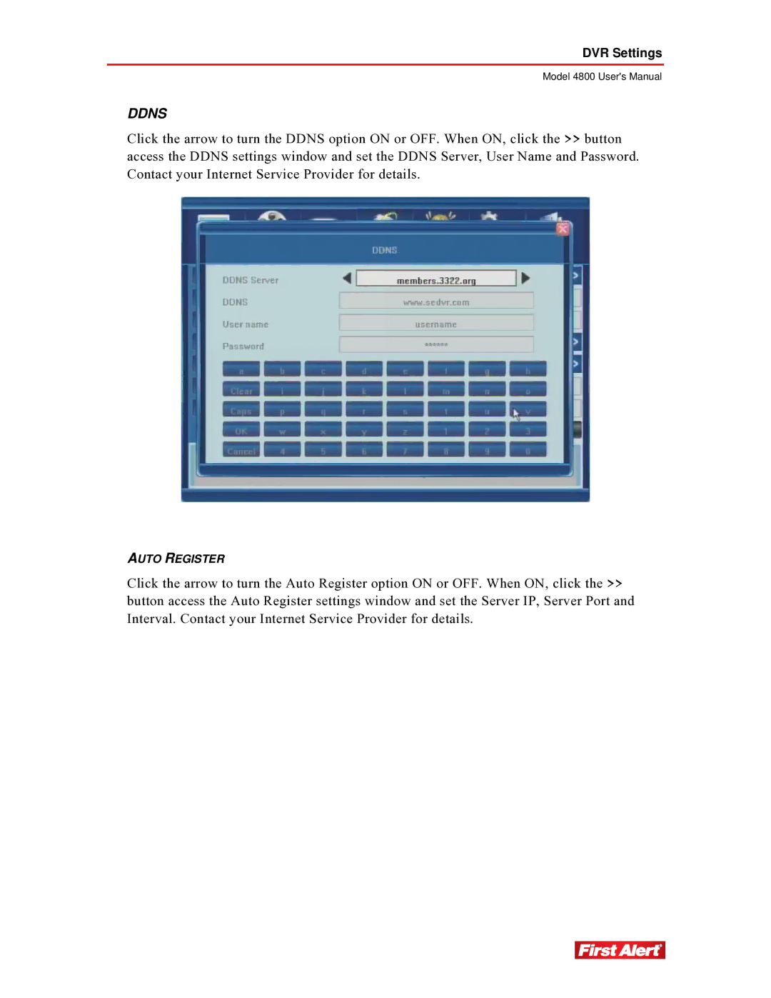 First Alert 4800 user manual Ddns 