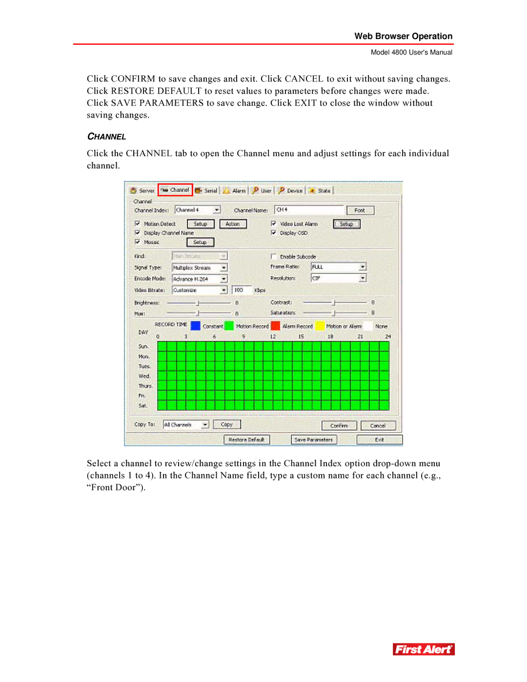 First Alert 4800 user manual Channel 