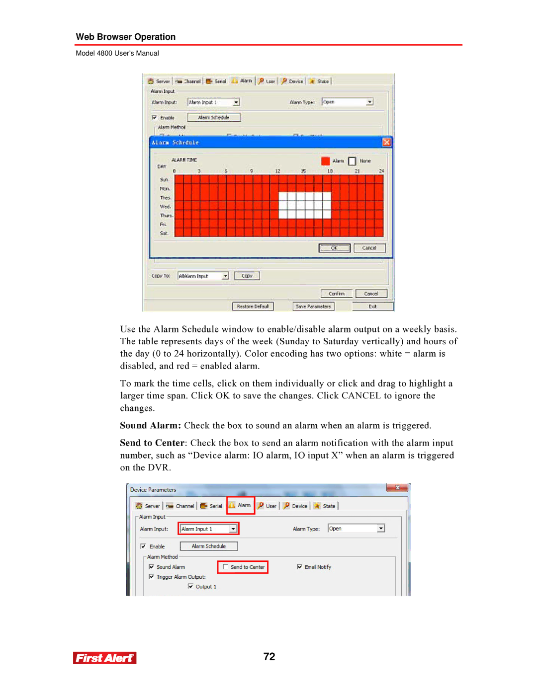 First Alert 4800 user manual Web Browser Operation 