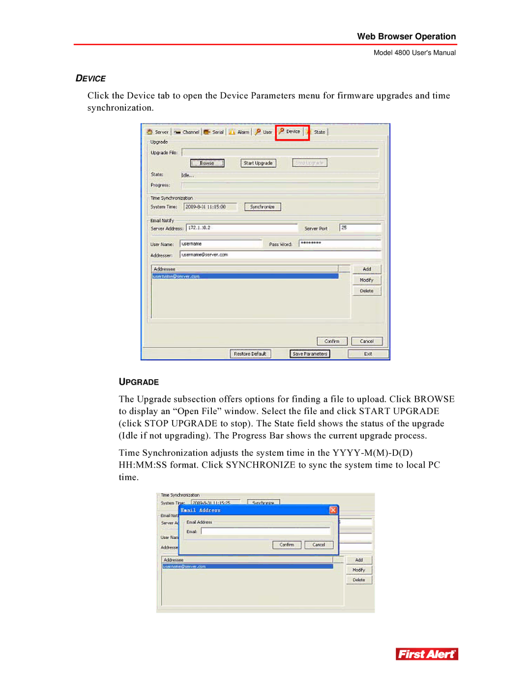 First Alert 4800 user manual Device 