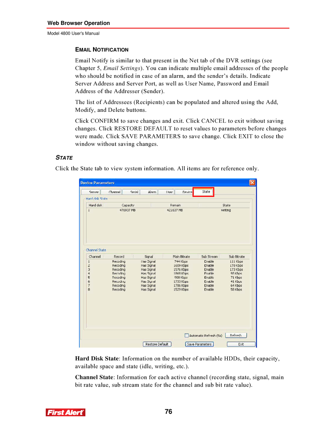 First Alert 4800 user manual State 