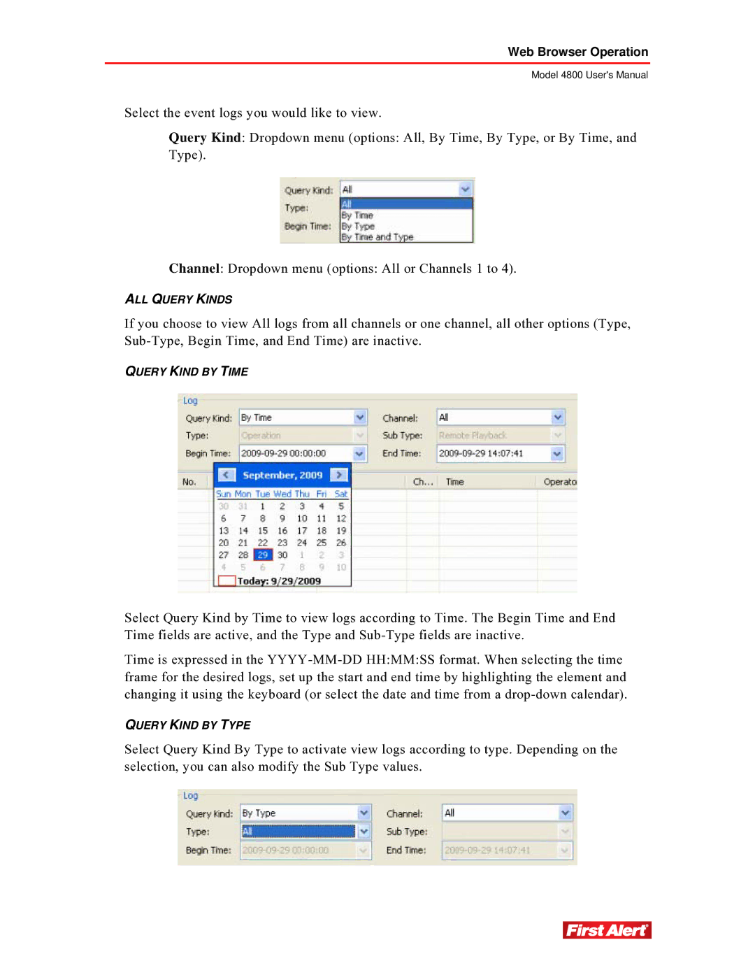 First Alert 4800 user manual ALL Query Kinds 