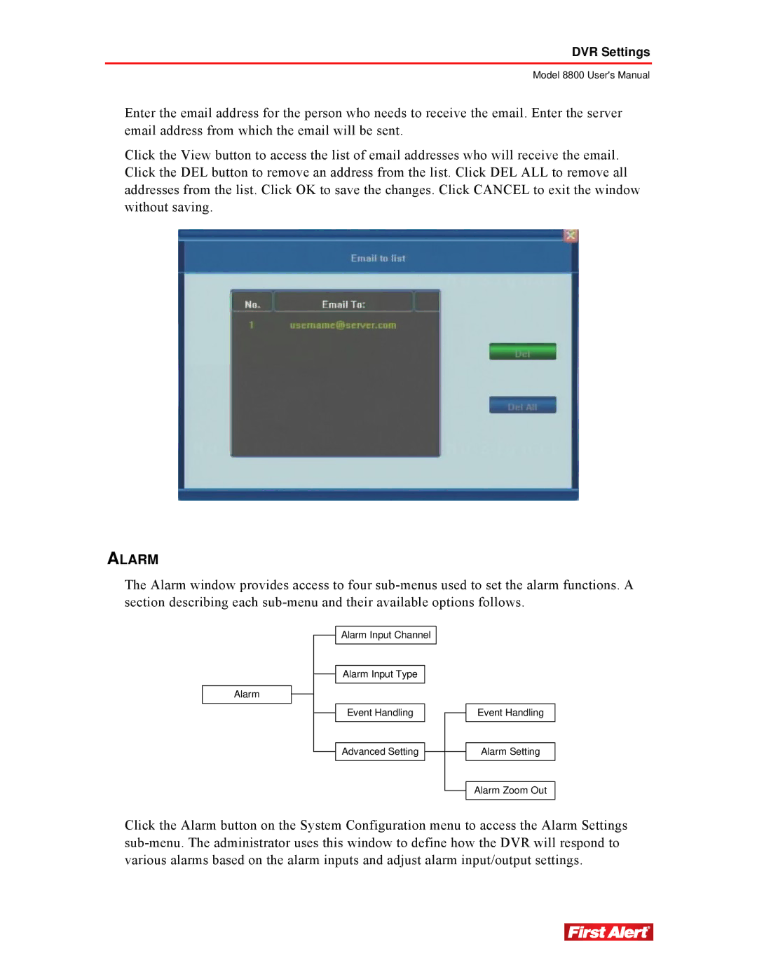 First Alert 8800 user manual Alarm 