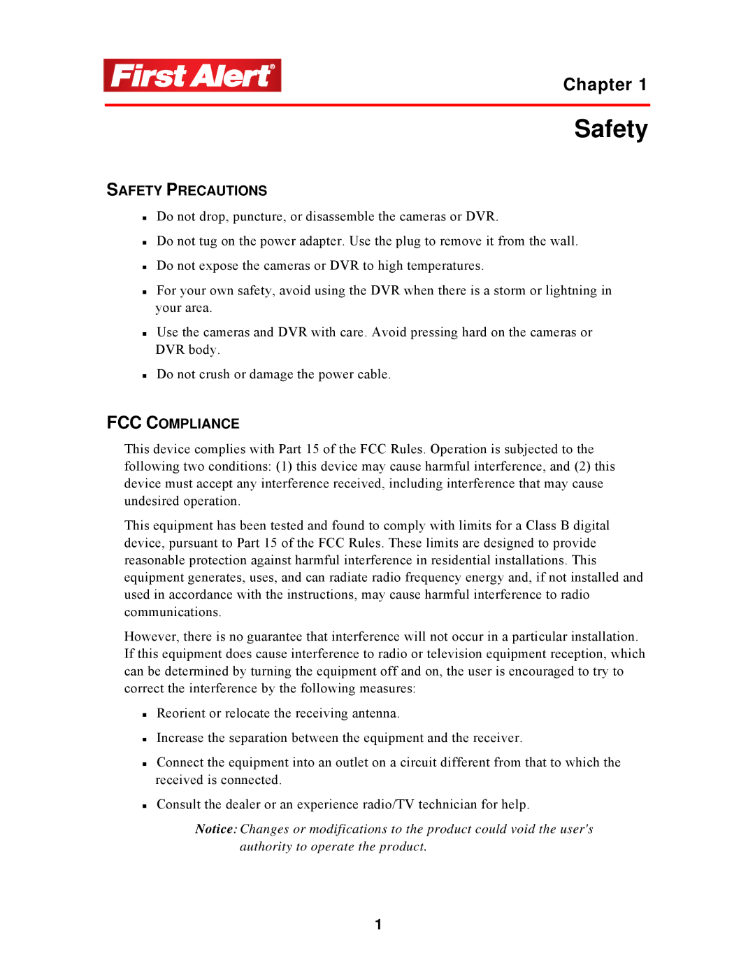 First Alert 8800 user manual Safety Precautions, FCC Compliance 