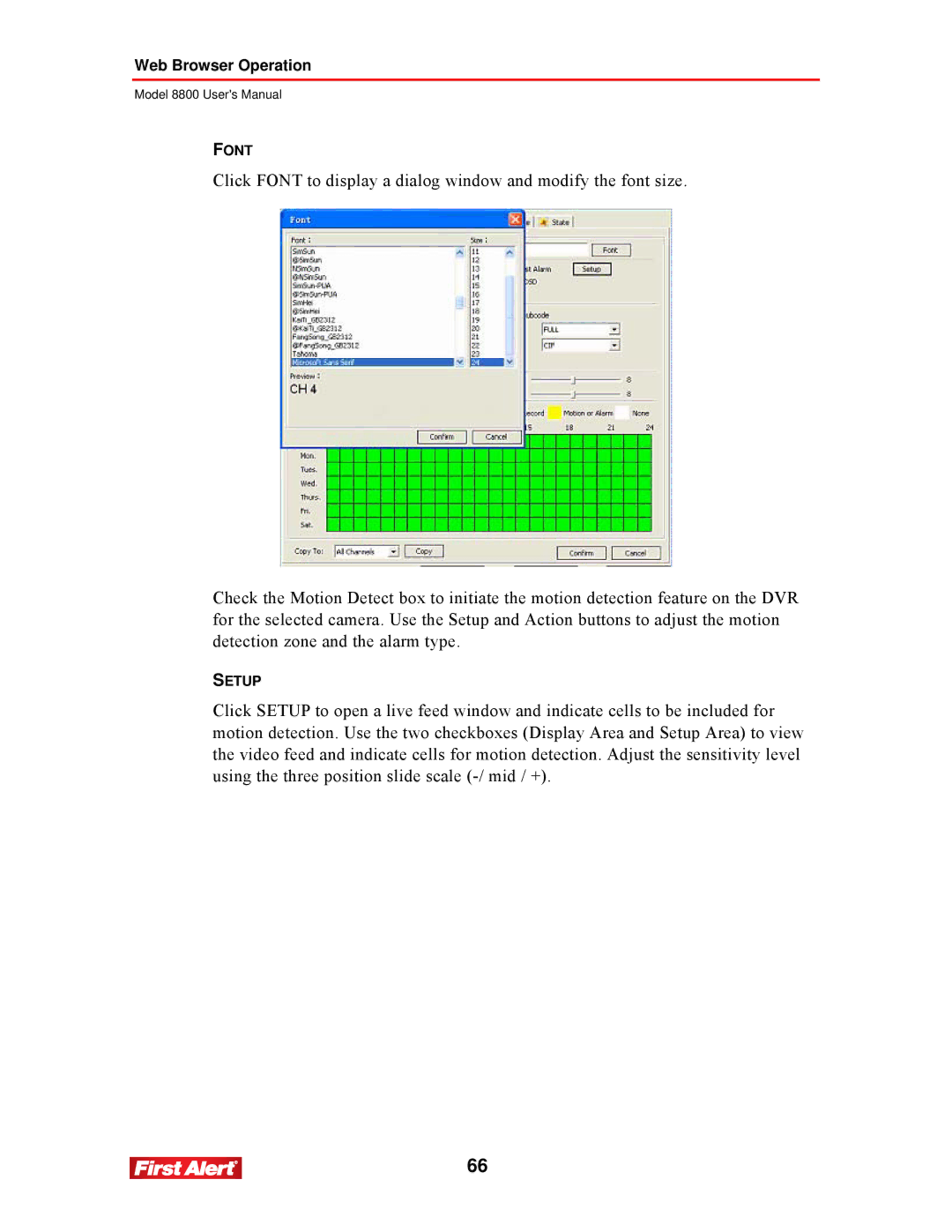 First Alert 8800 user manual Font 