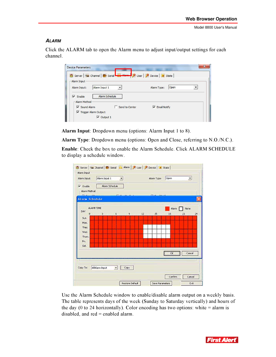 First Alert 8800 user manual Alarm 