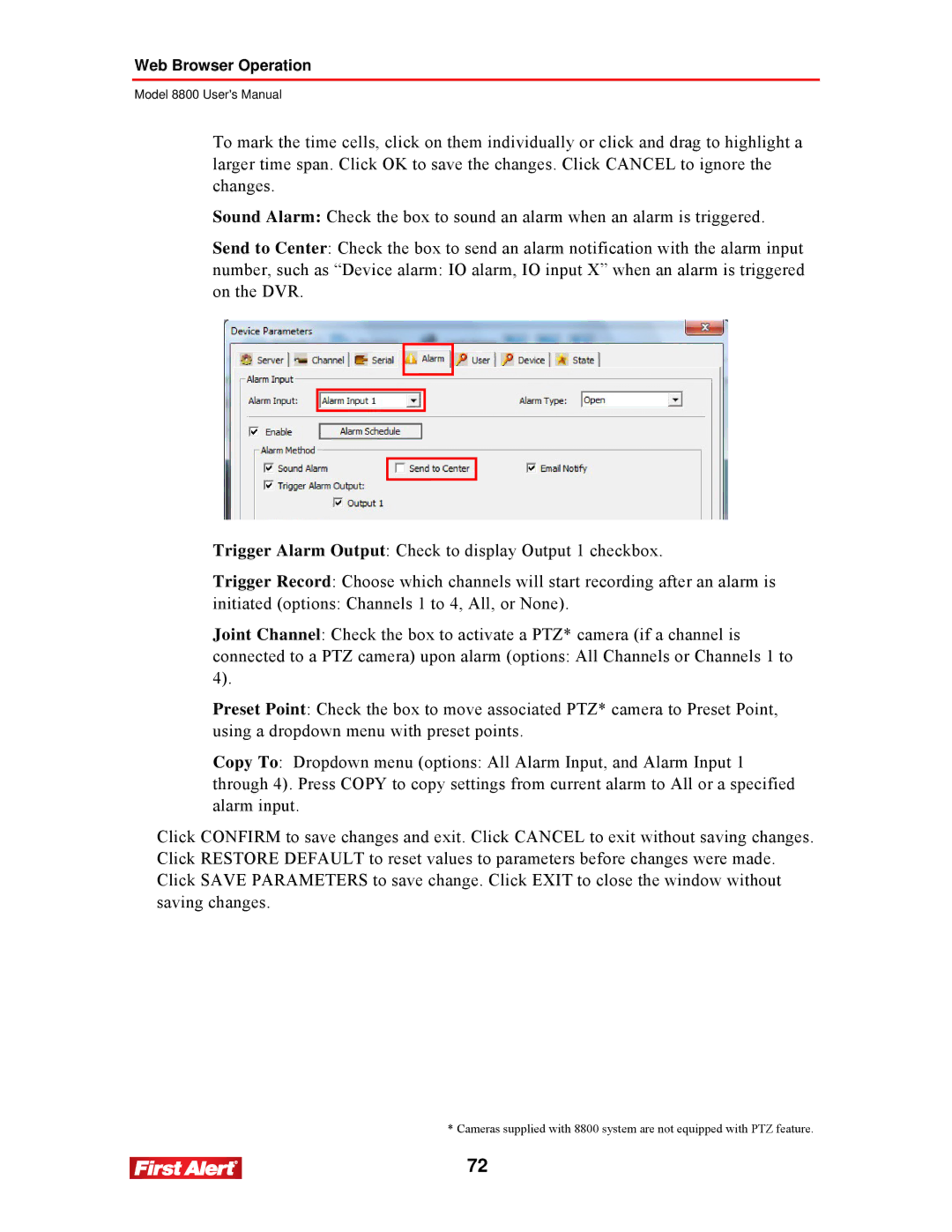 First Alert 8800 user manual Web Browser Operation 