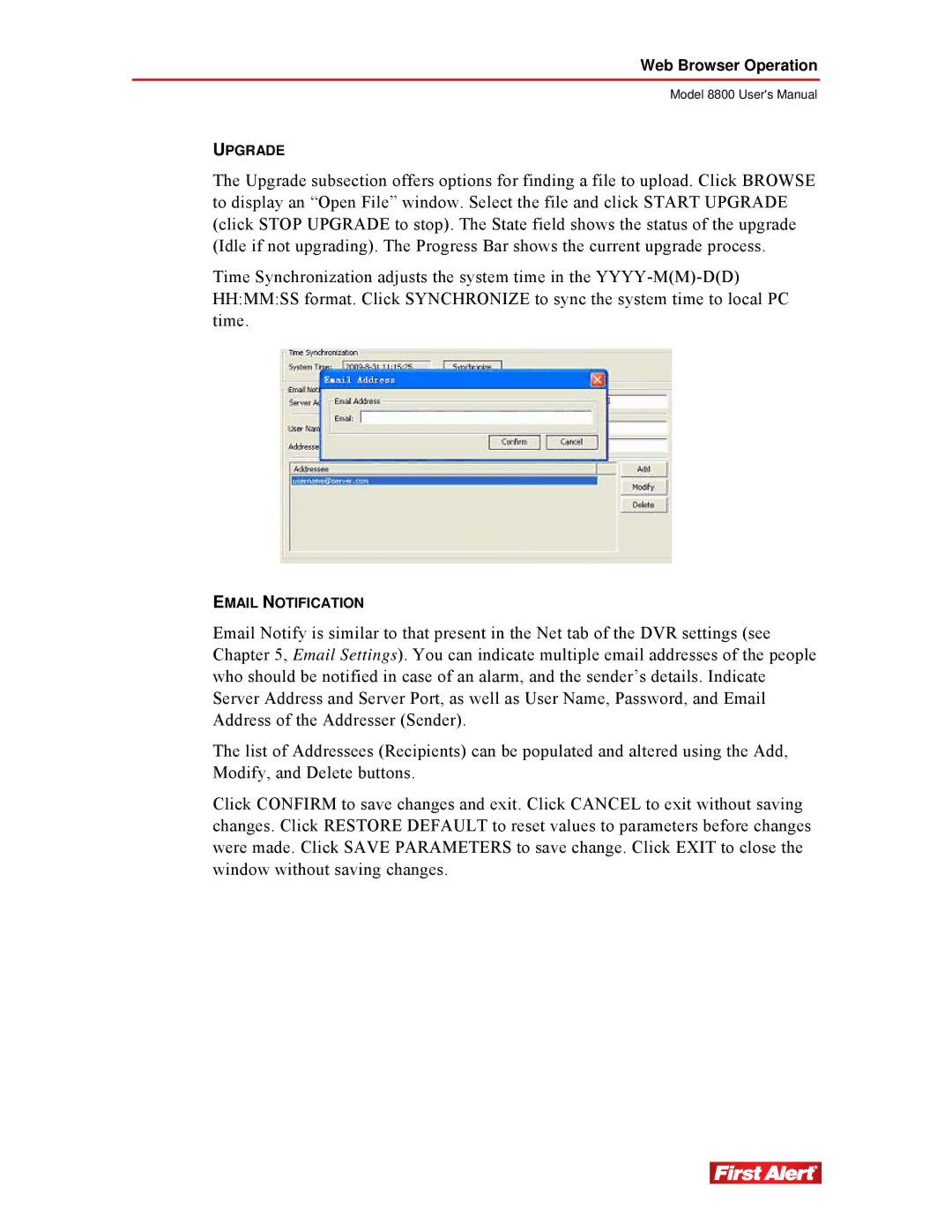 First Alert 8800 user manual Upgrade 