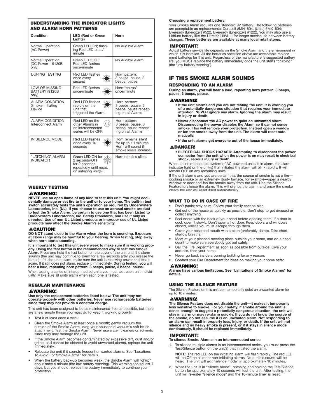 First Alert 9120B user manual If this Smoke Alarm Sounds 