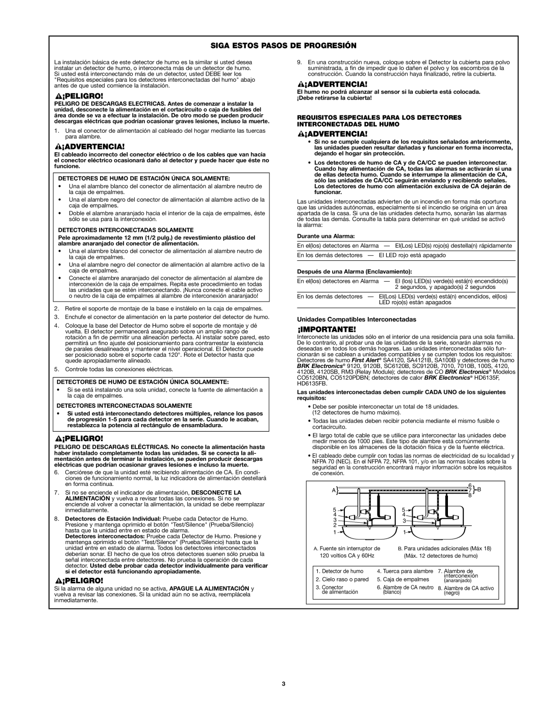 First Alert 9120B manual Siga Estos Pasos DE Progresión, Durante una Alarma, Después de una Alarma Enclavamiento 