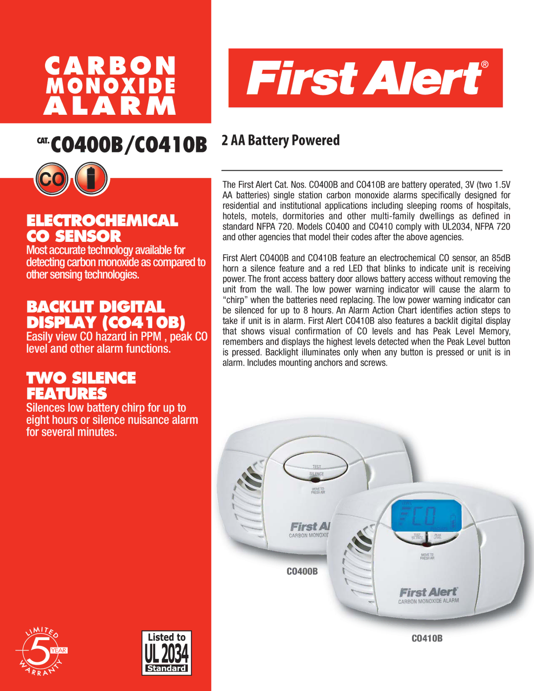 First Alert C0410B, C0400B manual Alarm 