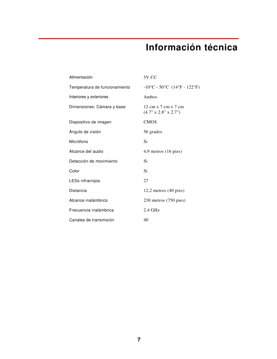 First Alert D-520 user manual Información técnica 