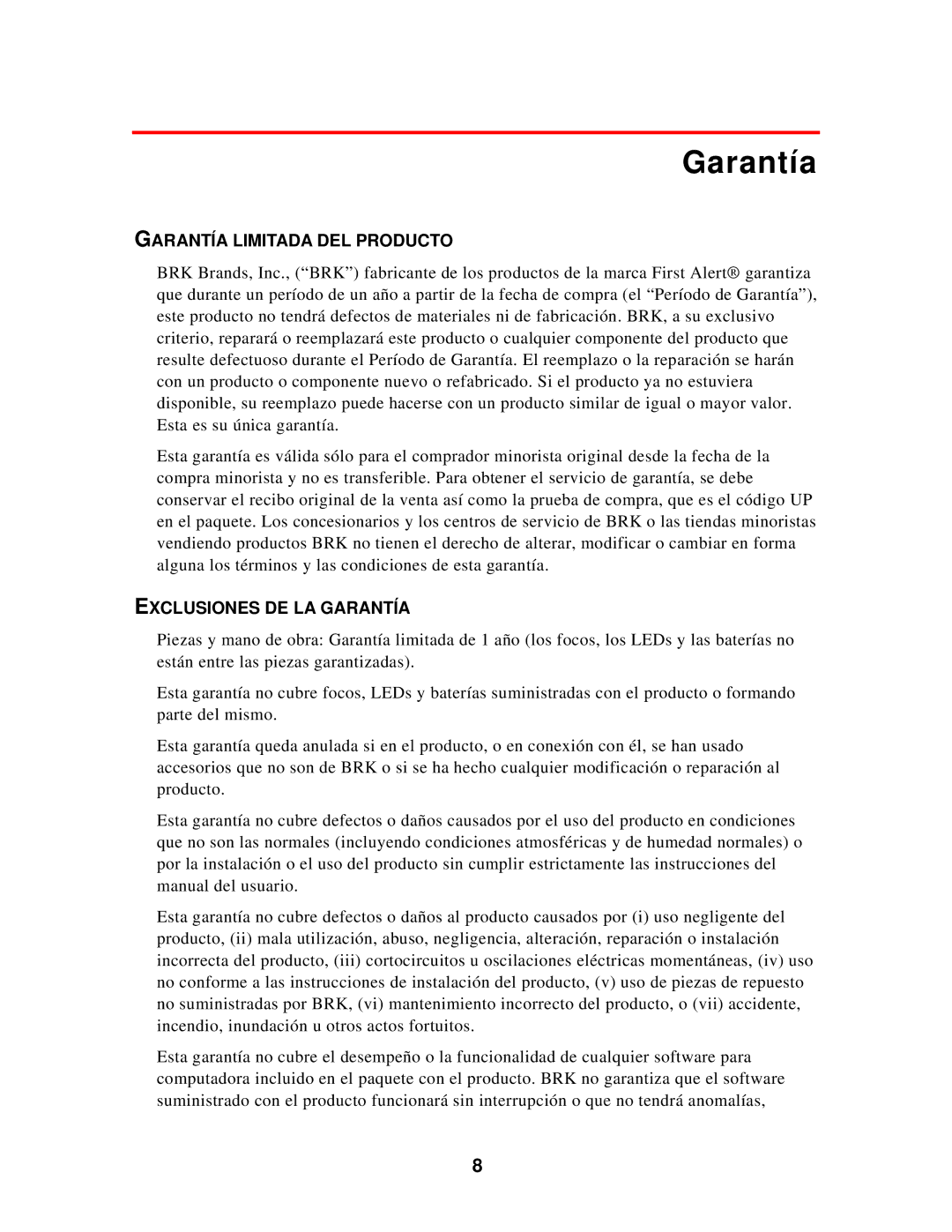 First Alert D-520 user manual Garantía Limitada DEL Producto, Exclusiones DE LA Garantía 