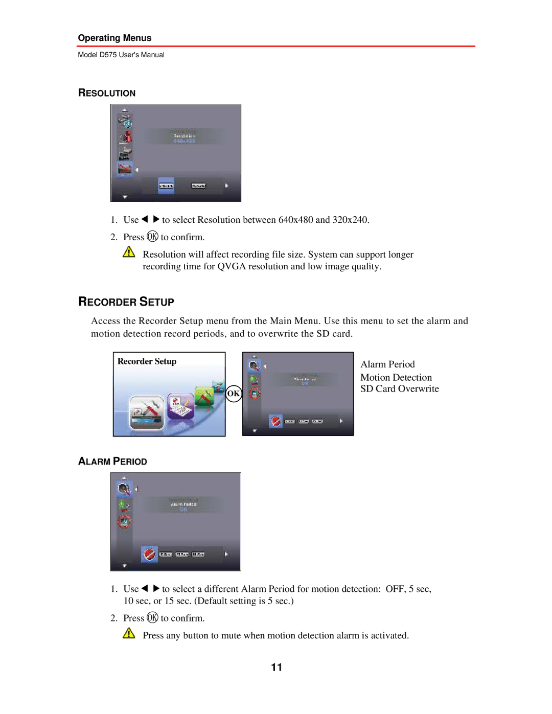 First Alert D575 user manual Recorder Setup 