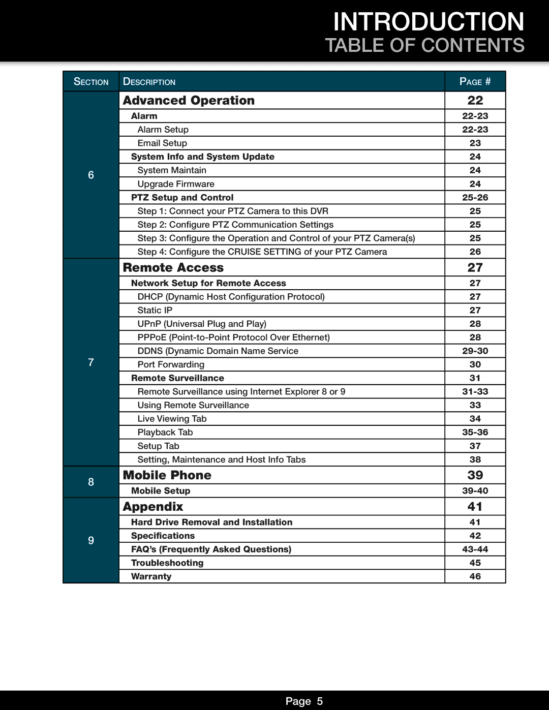 First Alert DVR0810, DVR0805 user manual Introduction 