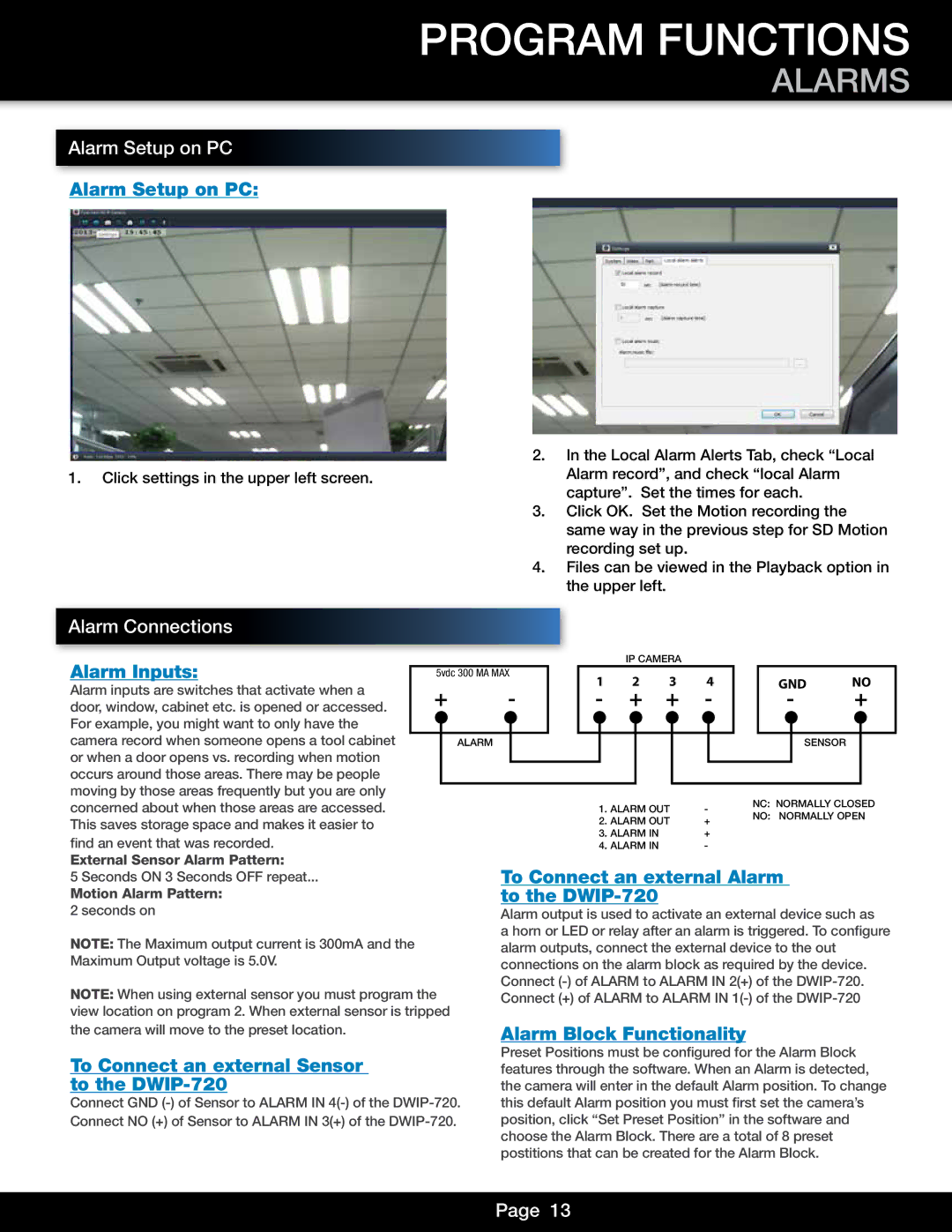 First Alert DWIP-720 user manual Alarms 