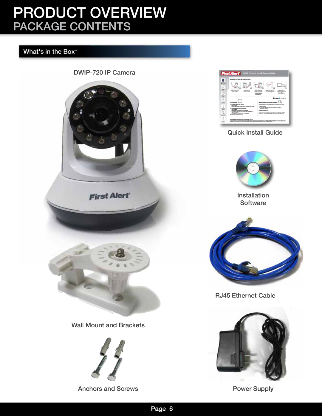 First Alert DWIP-720 user manual Product Overview, Package Contents 