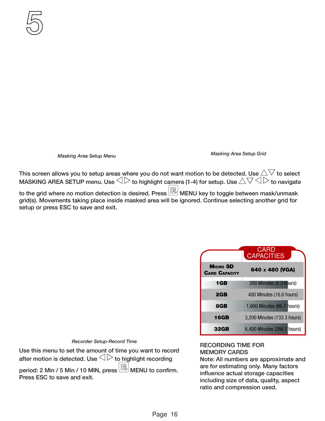 First Alert DWS-472, DWS-471 user manual Setup Masking Area, Record Time 