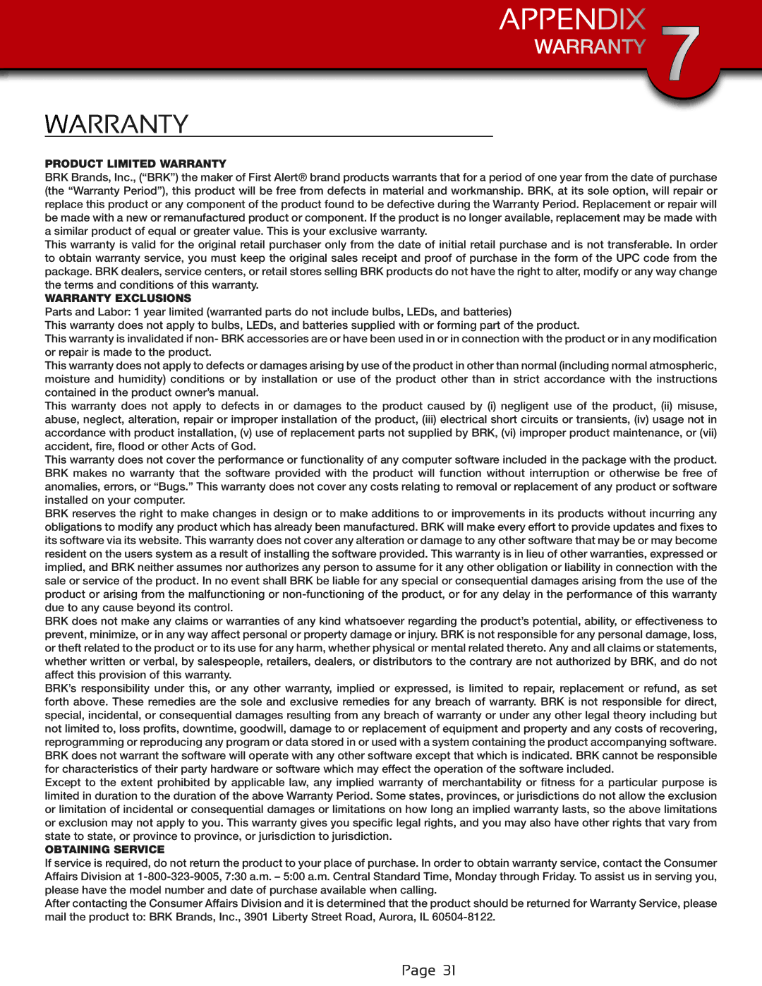 First Alert DWS-471, DWS-472 user manual Product Limited Warranty 