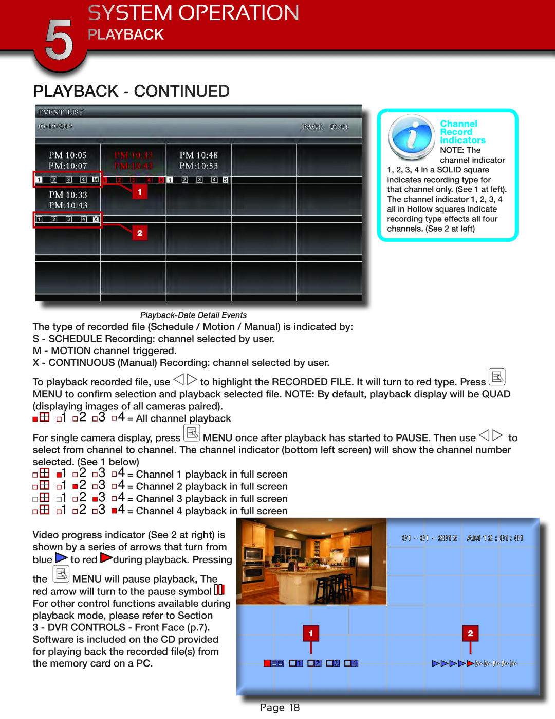 First Alert DWS-472, DWS-471 user manual Playback - Continued, System Operation 
