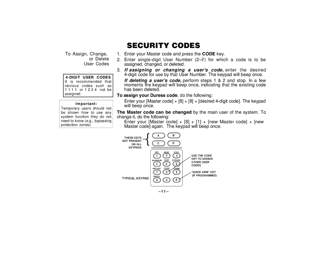 First Alert FA120C user manual To Assign, Change Or Delete User Codes 