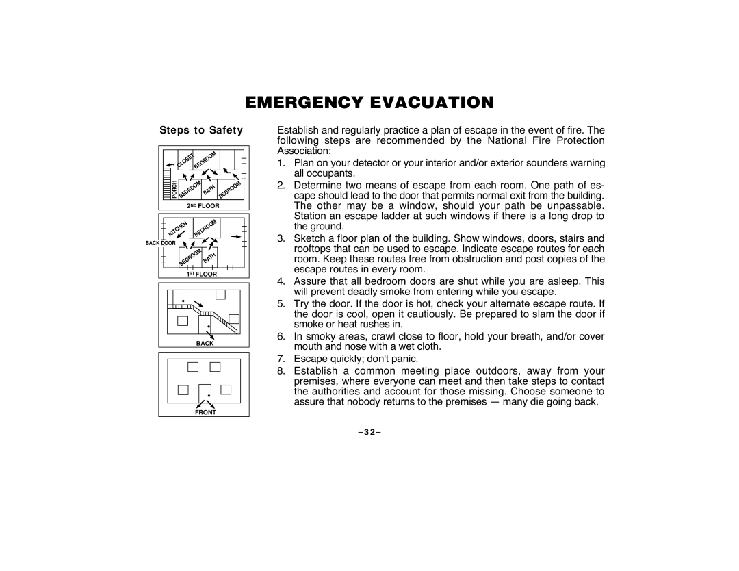 First Alert FA120C user manual Emergency Evacuation, Steps to Safety 
