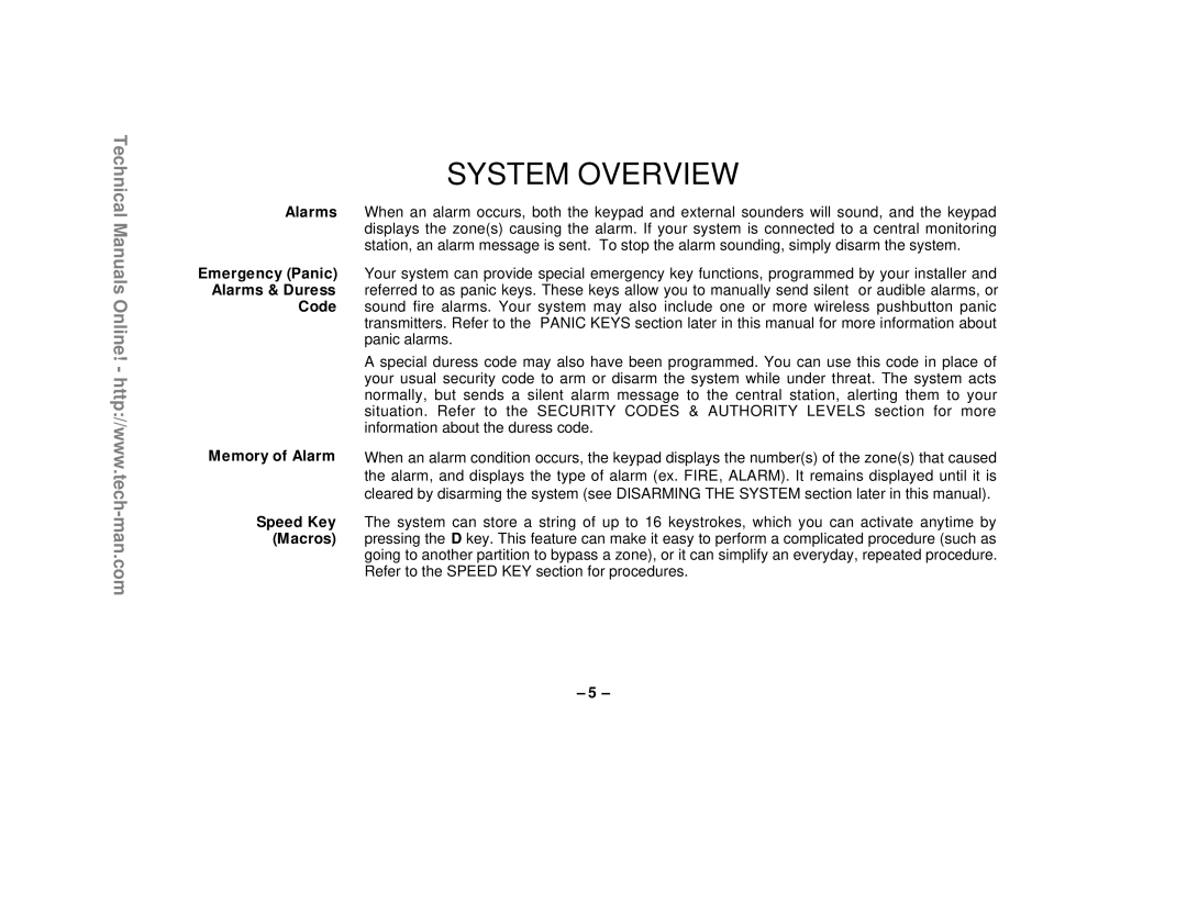 First Alert FA1220CV technical manual System Overview 