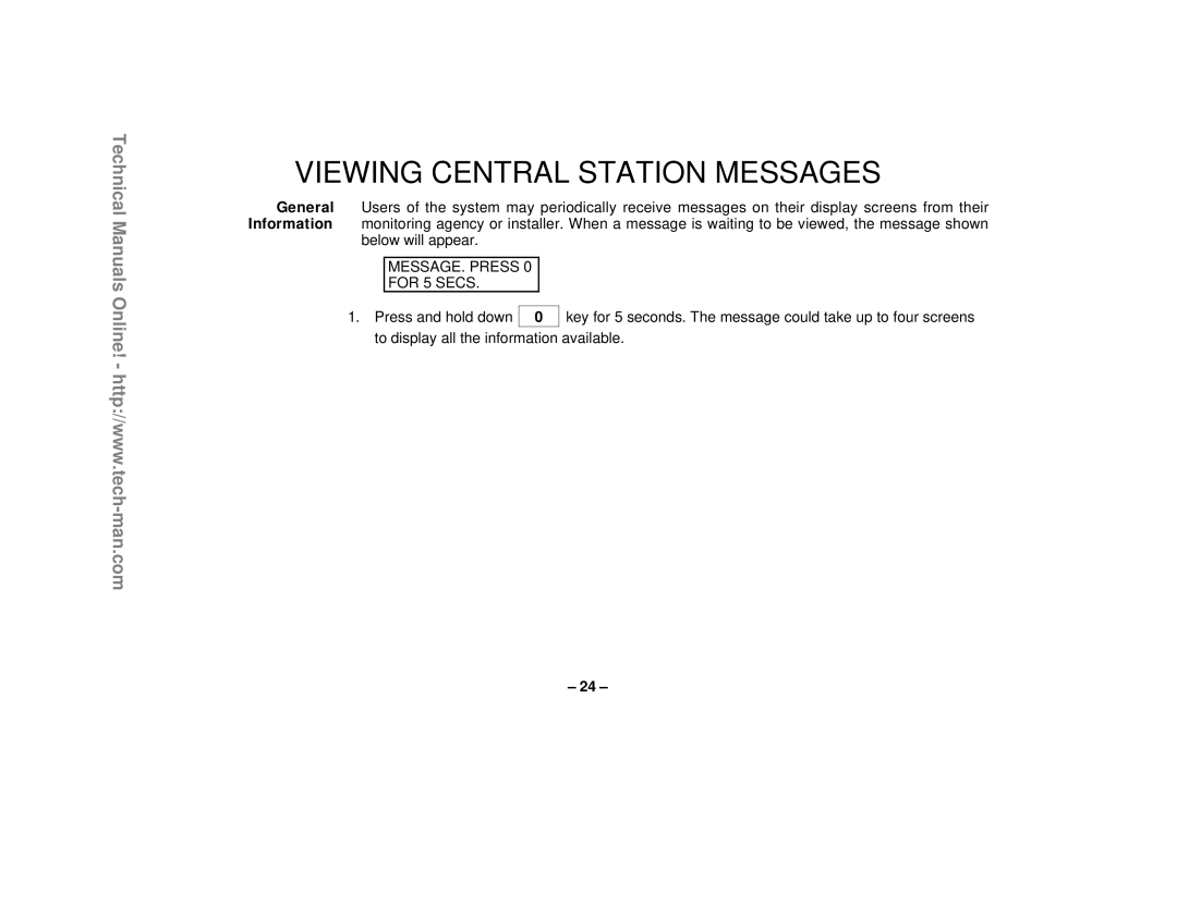 First Alert FA1220CV technical manual Viewing Central Station Messages 