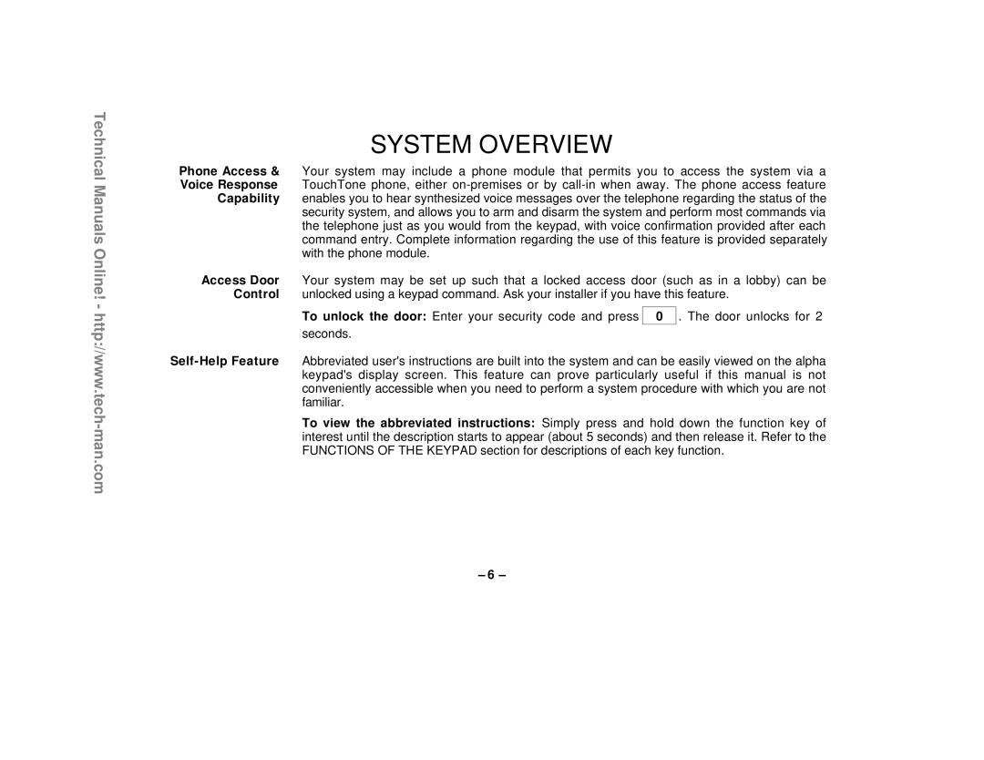 First Alert FA1220CV technical manual System Overview 