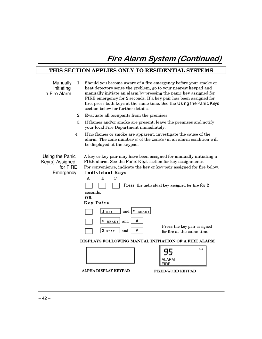 First Alert FA130CP manual Individual Keys, Key Pairs 