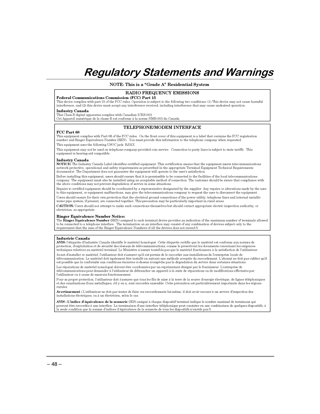 First Alert FA130CP manual 5HJXODWRU\6WDWHPHQWVDQGDUQLQJV, Radio Frequency Emissions 