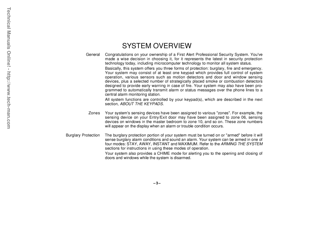 First Alert FA142C user manual System Overview, Section, about the Keypads 