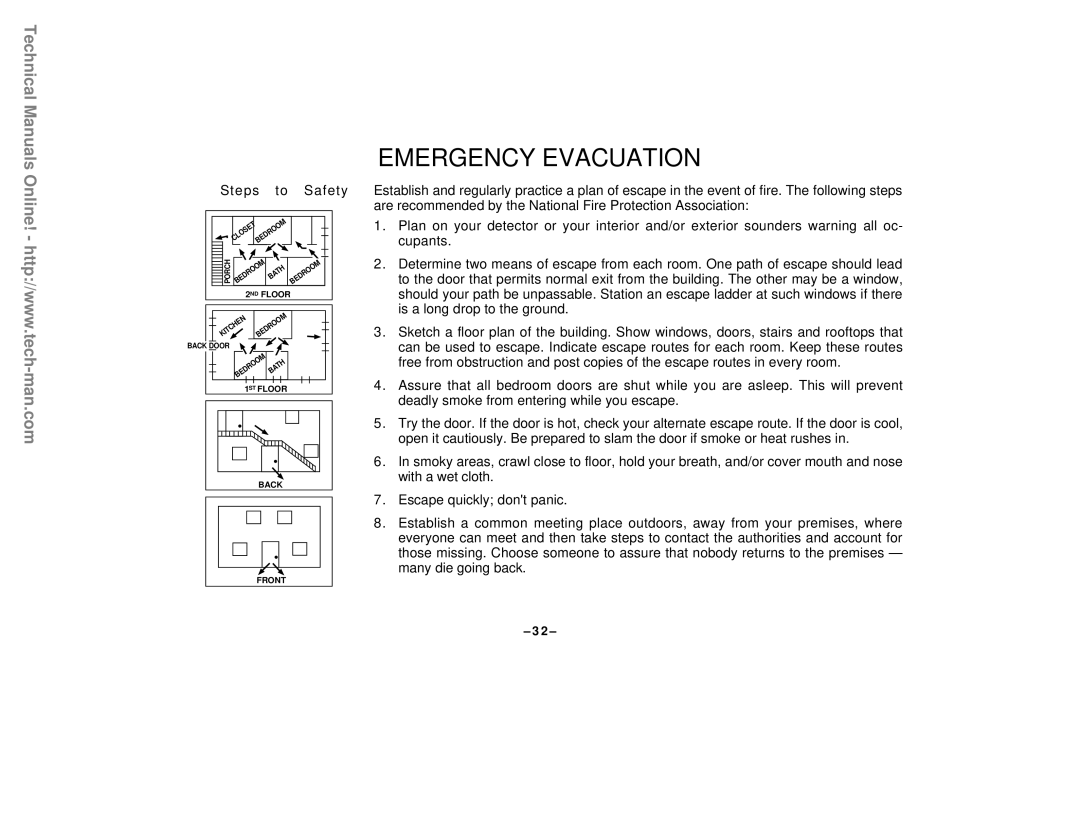 First Alert FA142C user manual Emergency Evacuation, Steps to Safety 