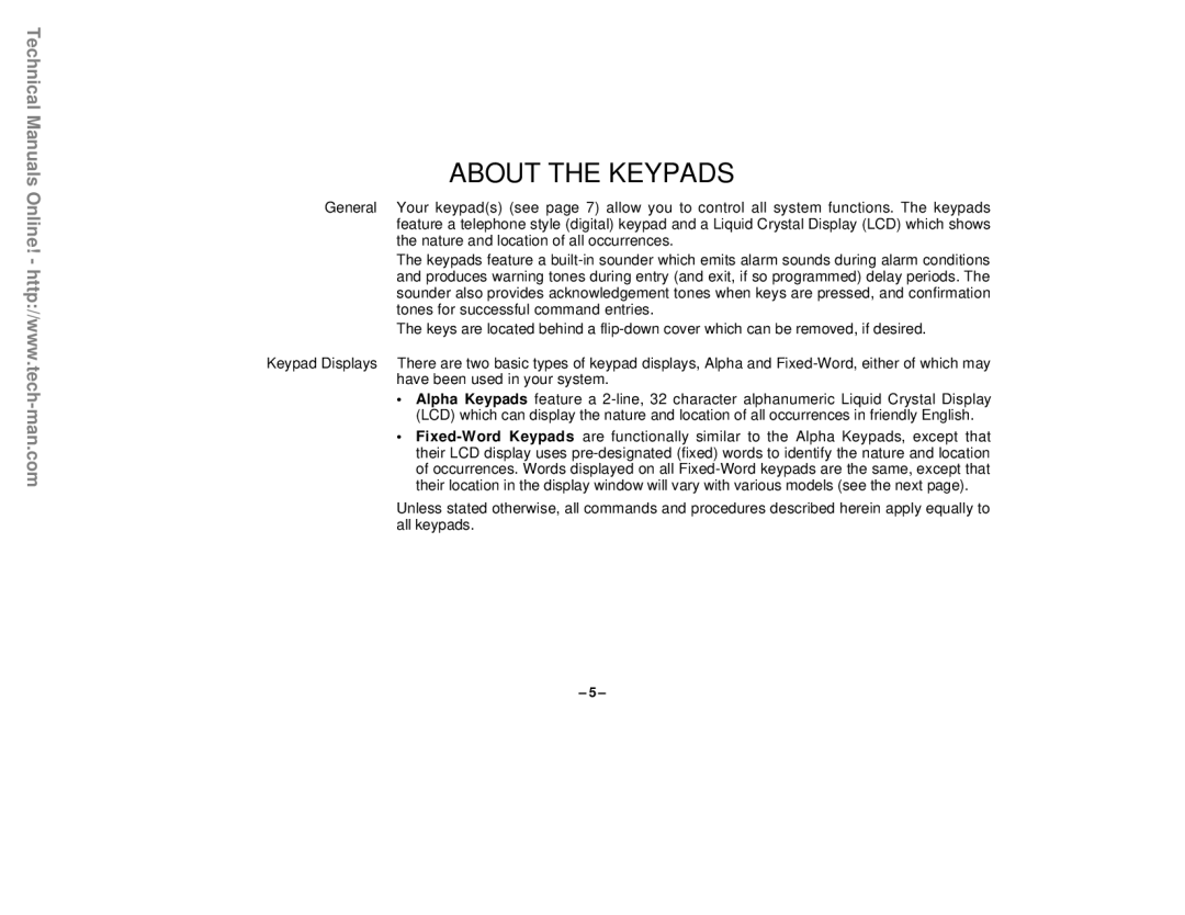 First Alert FA142C user manual About the Keypads 