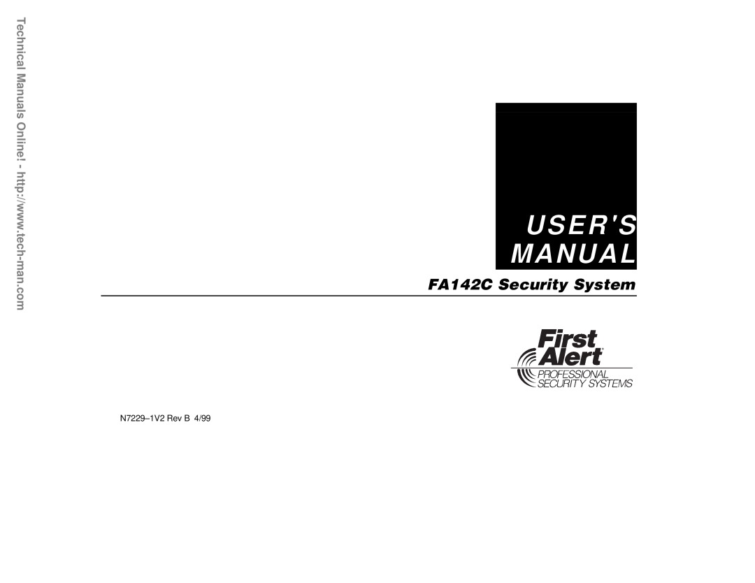 First Alert user manual FA142C Security System 