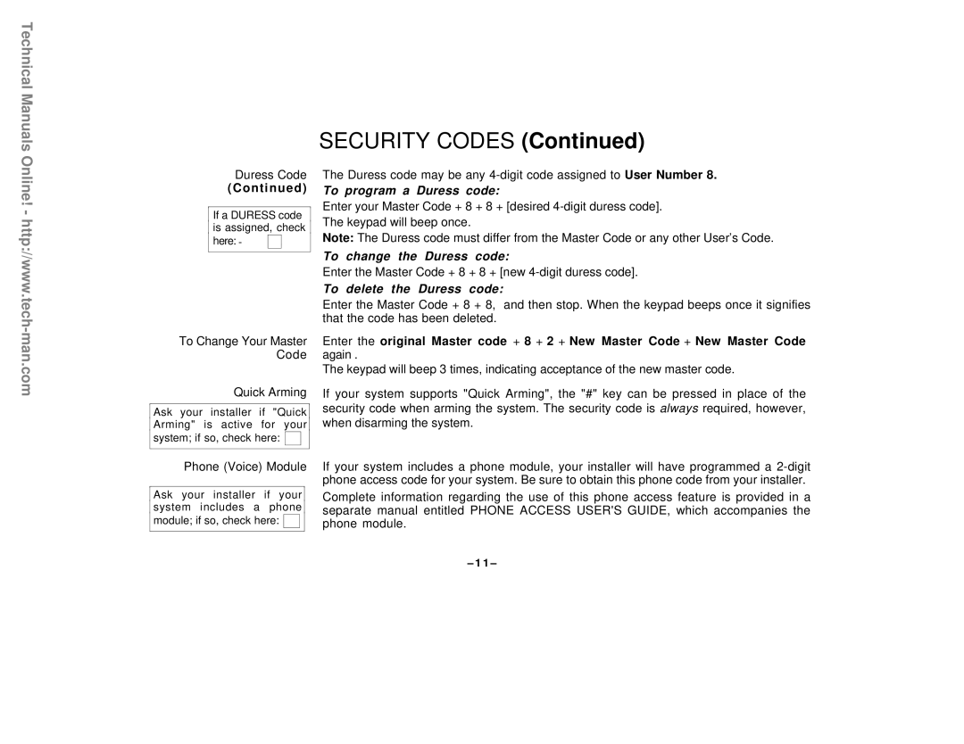 First Alert FA142C user manual SECURITY CODES Continued, To program a Duress code, To change the Duress code 