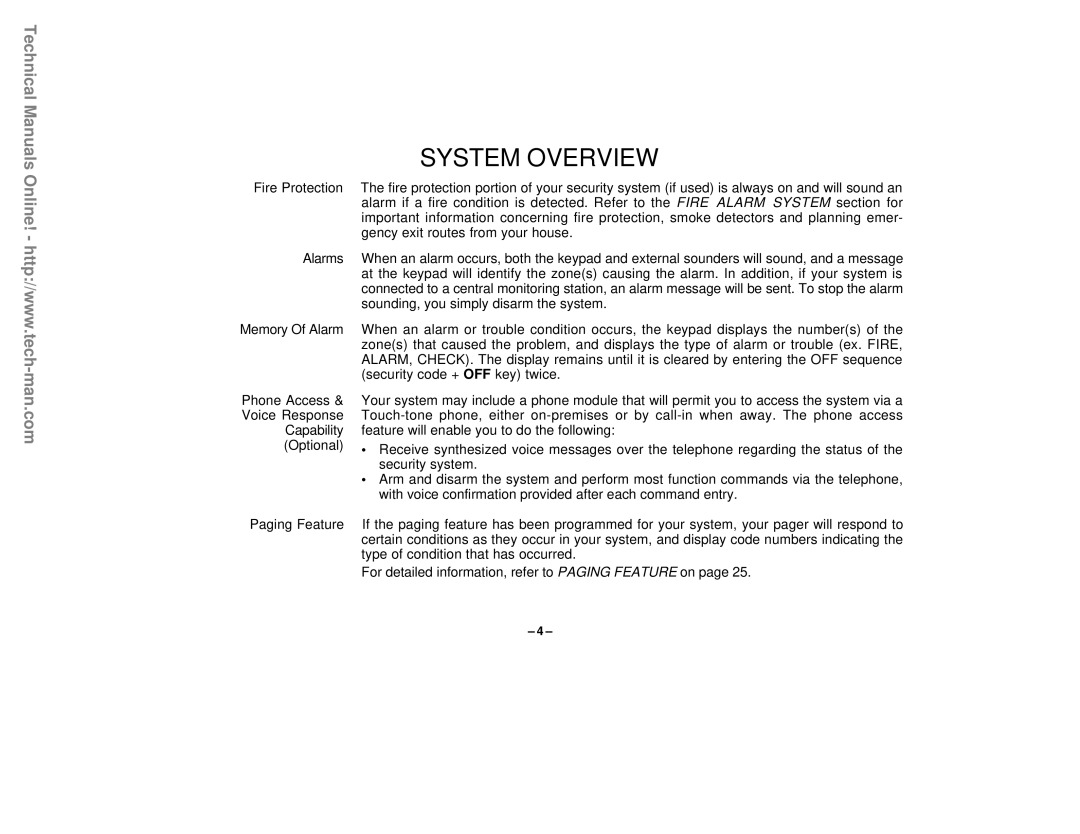 First Alert FA142C user manual System Overview, Fire Protection 