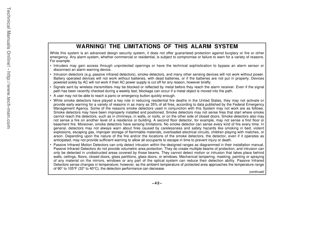 First Alert FA142C user manual Warning! The Limitations Of This Alarm System 