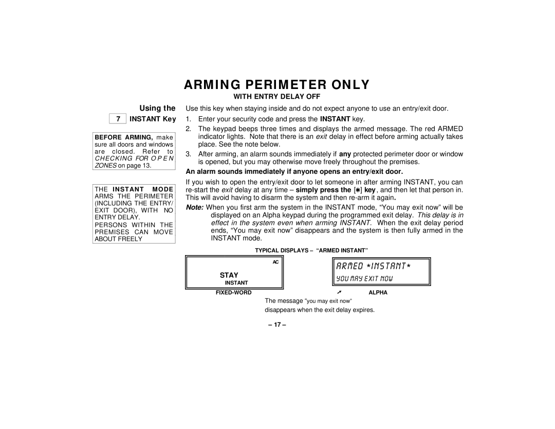 First Alert FA145C user manual Using, Instant Key 