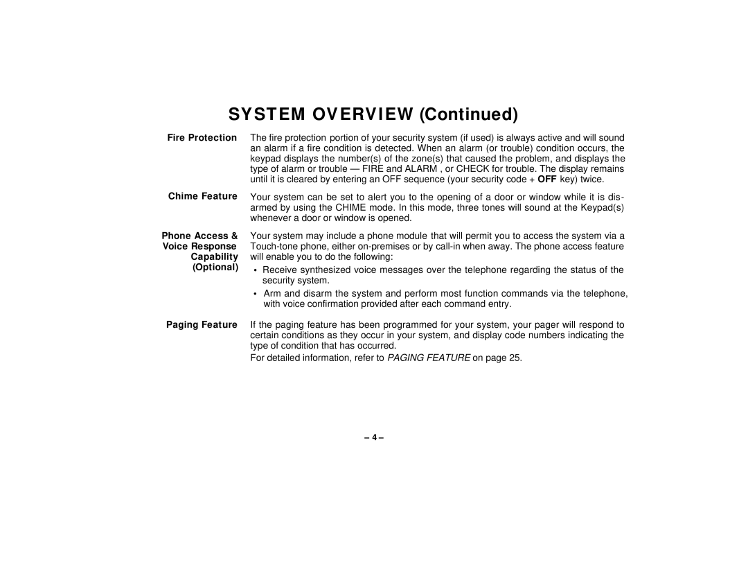 First Alert FA145C user manual System Overview, Fire Protection Chime Feature 