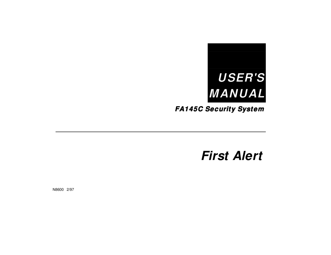 First Alert user manual First Alert, FA145C Security System 