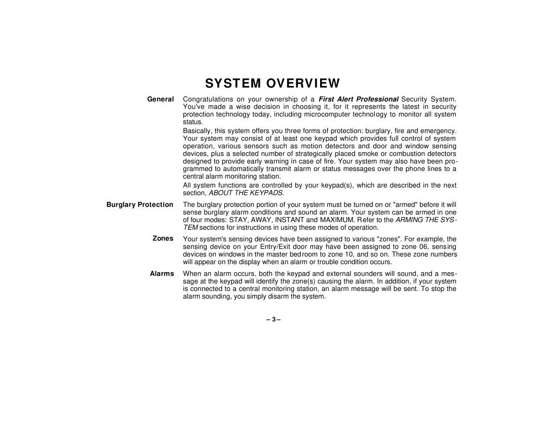First Alert FA145C user manual System Overview 