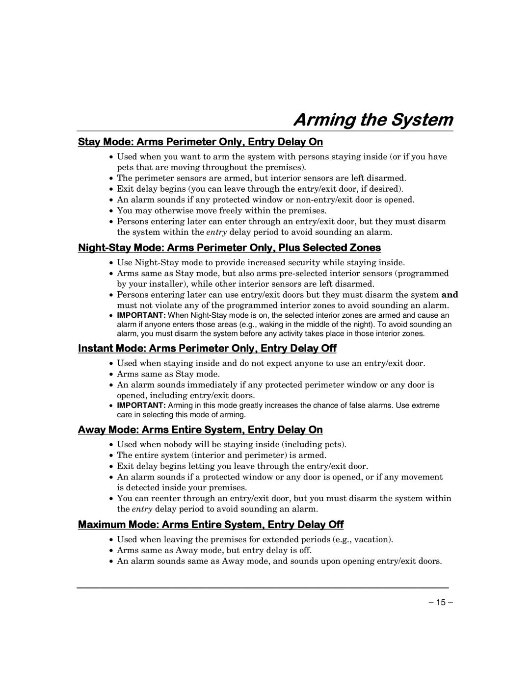 First Alert FA168CPSSIA, FA148CPSIA manual Arming the System 