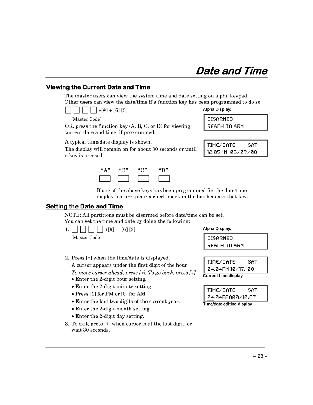 First Alert FA168CPSSIA, FA148CPSIA manual Viewing the Current Date and Time, Setting the Date and Time 